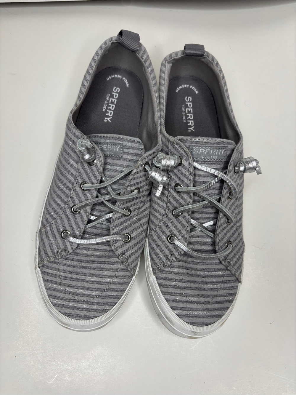 Sperry Women's Gray Striped Slip-On Sneakers - Picture 2 of 9